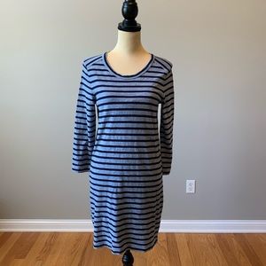 J.Crew Side Zipper Blue/Gray Striped Dress Size S